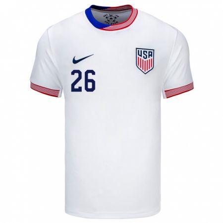 Kandiny Niño Camiseta Estados Unidos Josh Sargent #26 Blanco 1ª Equipación 24-26 La Camisa Chile