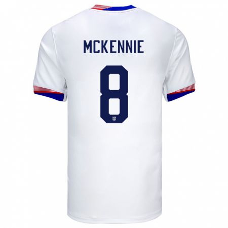 Kandiny Niño Camiseta Estados Unidos Weston Mckennie #8 Blanco 1ª Equipación 24-26 La Camisa Chile