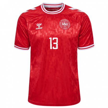 Kandiny Niño Camiseta Dinamarca Frej Andersen #13 Rojo 1ª Equipación 24-26 La Camisa Chile