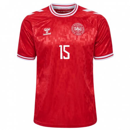 Kandiny Niño Camiseta Dinamarca Philip Billing #15 Rojo 1ª Equipación 24-26 La Camisa Chile