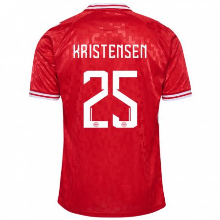 Kandiny Niño Camiseta Dinamarca Rasmus Kristensen #25 Rojo 1ª Equipación 24-26 La Camisa Chile