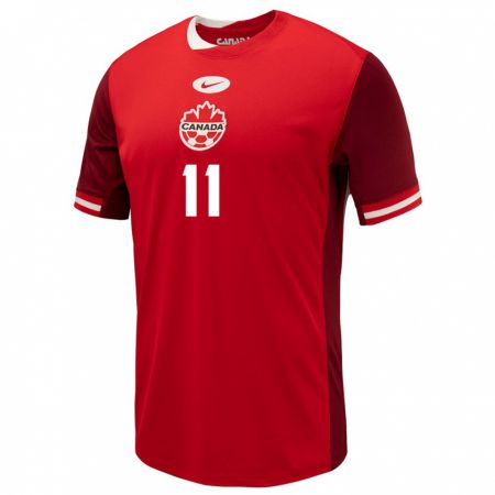 Kandiny Niño Camiseta Canadá Theo Bair #11 Rojo 1ª Equipación 24-26 La Camisa Chile