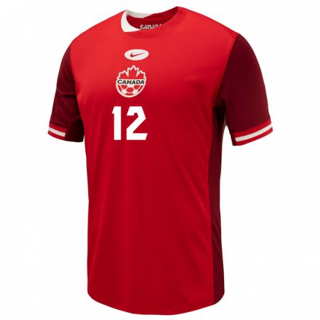 Kandiny Niño Camiseta Canadá Jacen Russell-Rowe #12 Rojo 1ª Equipación 24-26 La Camisa Chile