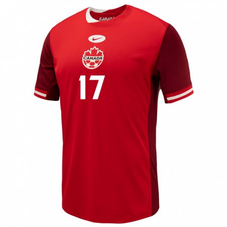 Kandiny Niño Camiseta Canadá Patrick Metcalfe #17 Rojo 1ª Equipación 24-26 La Camisa Chile