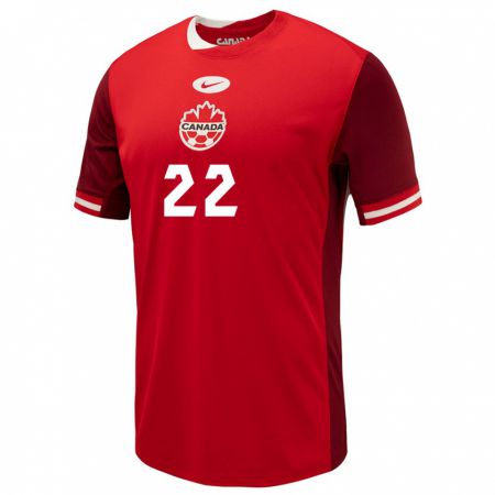 Kandiny Niño Camiseta Canadá Richie Laryea #22 Rojo 1ª Equipación 24-26 La Camisa Chile
