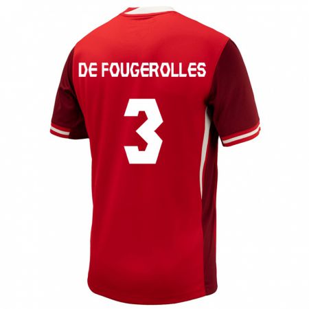 Kandiny Niño Camiseta Canadá Luc De Fougerolles #3 Rojo 1ª Equipación 24-26 La Camisa Chile