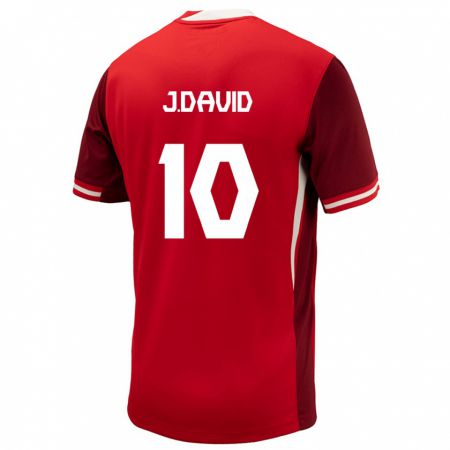 Kandiny Niño Camiseta Canadá Jonathan David #10 Rojo 1ª Equipación 24-26 La Camisa Chile