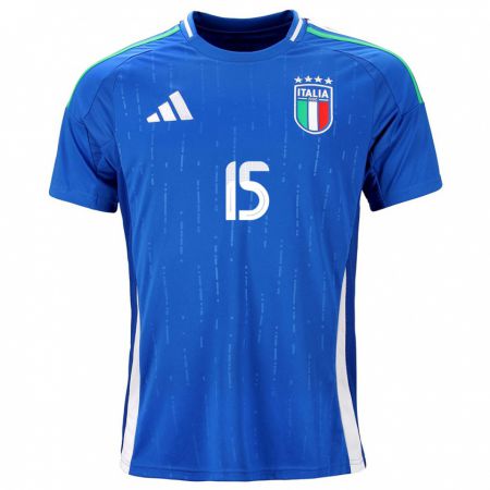 Kandiny Niño Camiseta Italia Francesco Acerbi #15 Azul 1ª Equipación 24-26 La Camisa Chile