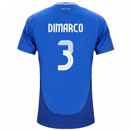 Kandiny Niño Camiseta Italia Federico Dimarco #3 Azul 1ª Equipación 24-26 La Camisa Chile
