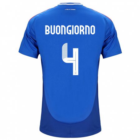 Kandiny Niño Camiseta Italia Alessandro Buongiorno #4 Azul 1ª Equipación 24-26 La Camisa Chile