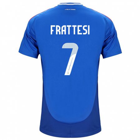 Kandiny Niño Camiseta Italia Davide Frattesi #7 Azul 1ª Equipación 24-26 La Camisa Chile