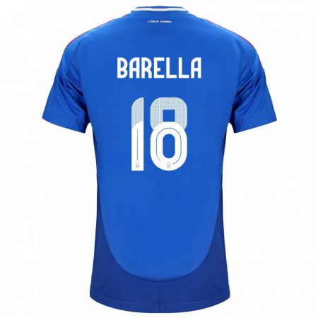 Kandiny Niño Camiseta Italia Nicolò Barella #18 Azul 1ª Equipación 24-26 La Camisa Chile