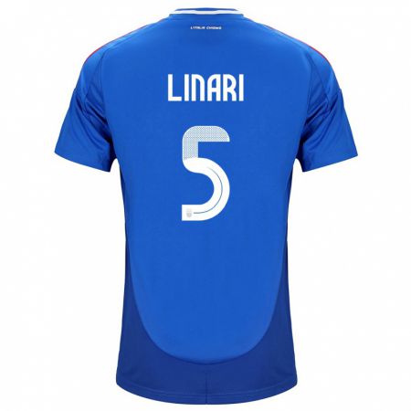 Kandiny Niño Camiseta Italia Elena Linari #5 Azul 1ª Equipación 24-26 La Camisa Chile
