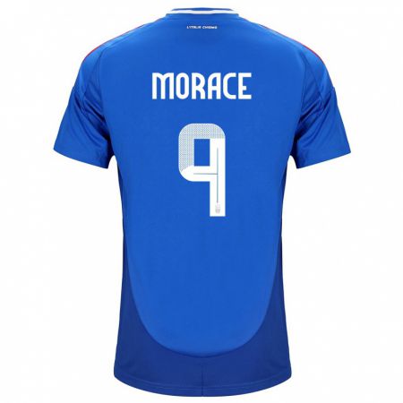 Kandiny Niño Camiseta Italia Carolina Morace #9 Azul 1ª Equipación 24-26 La Camisa Chile