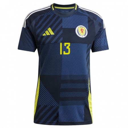 Kandiny Niño Camiseta Escocia Jamie Mercer #13 Azul Oscuro 1ª Equipación 24-26 La Camisa Chile