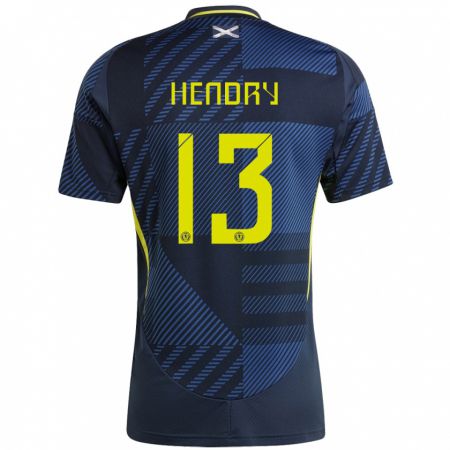 Kandiny Niño Camiseta Escocia Jack Hendry #13 Azul Oscuro 1ª Equipación 24-26 La Camisa Chile