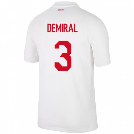 Kandiny Niño Camiseta Turquía Merih Demiral #3 Blanco 1ª Equipación 24-26 La Camisa Chile