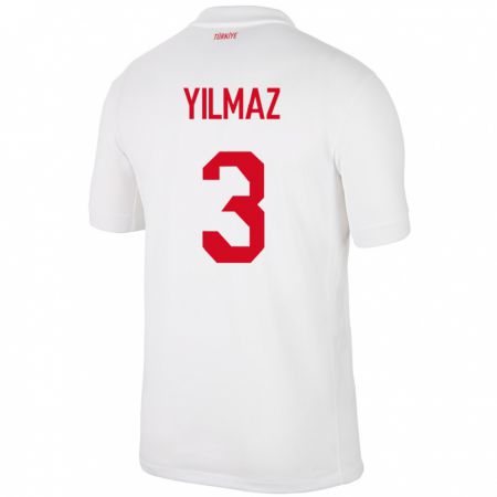 Kandiny Niño Camiseta Turquía Berkay Yılmaz #3 Blanco 1ª Equipación 24-26 La Camisa Chile