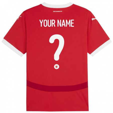 Kandiny Niño Camiseta Austria Su Nombre #0 Rojo 1ª Equipación 24-26 La Camisa Chile