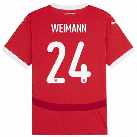 Kandiny Niño Camiseta Austria Andreas Weimann #24 Rojo 1ª Equipación 24-26 La Camisa Chile