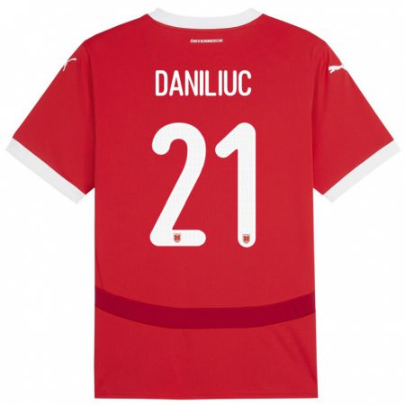 Kandiny Niño Camiseta Austria Flavius Daniliuc #21 Rojo 1ª Equipación 24-26 La Camisa Chile