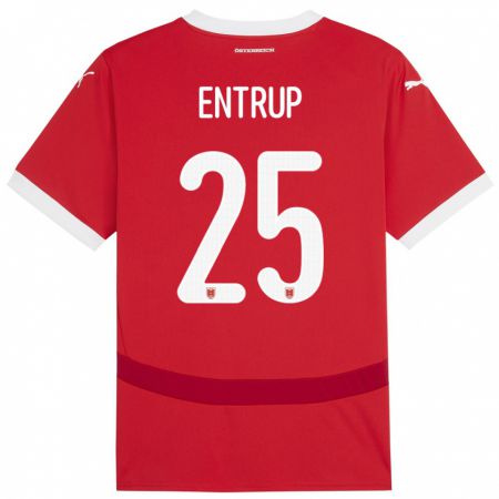 Kandiny Niño Camiseta Austria Maximilian Entrup #25 Rojo 1ª Equipación 24-26 La Camisa Chile