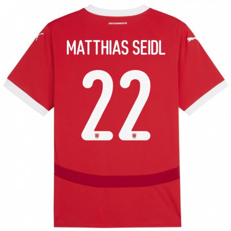 Kandiny Niño Camiseta Austria Matthias Seidl #22 Rojo 1ª Equipación 24-26 La Camisa Chile