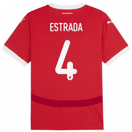 Kandiny Niño Camiseta Austria Pascal Estrada #4 Rojo 1ª Equipación 24-26 La Camisa Chile