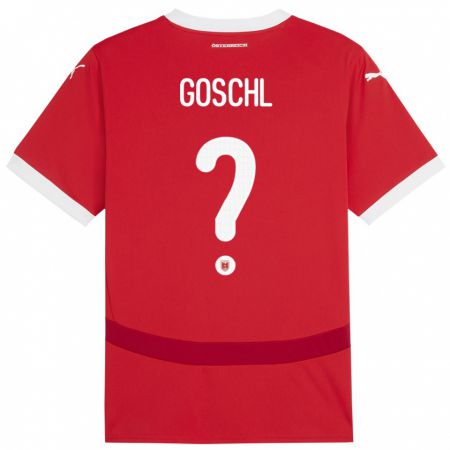 Kandiny Niño Camiseta Austria Benjamin Göschl #0 Rojo 1ª Equipación 24-26 La Camisa Chile