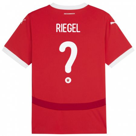 Kandiny Niño Camiseta Austria Adrian Riegel #0 Rojo 1ª Equipación 24-26 La Camisa Chile