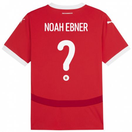 Kandiny Niño Camiseta Austria Noah Ebner #0 Rojo 1ª Equipación 24-26 La Camisa Chile