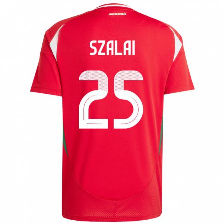 Kandiny Niño Camiseta Hungría Gábor Szalai #25 Rojo 1ª Equipación 24-26 La Camisa Chile