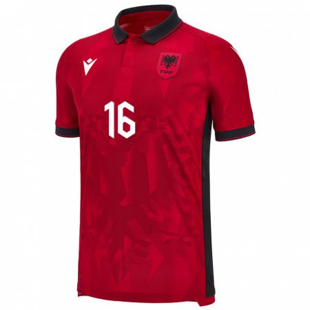 Kandiny Niño Camiseta Albania Dean Vranici #16 Rojo 1ª Equipación 24-26 La Camisa Chile