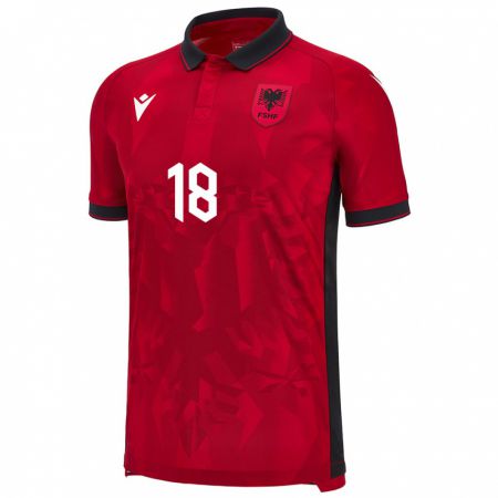 Kandiny Niño Camiseta Albania Esi Lufo #18 Rojo 1ª Equipación 24-26 La Camisa Chile