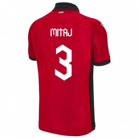 Kandiny Niño Camiseta Albania Mario Mitaj #3 Rojo 1ª Equipación 24-26 La Camisa Chile