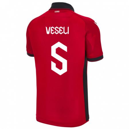 Kandiny Niño Camiseta Albania Frédéric Veseli #5 Rojo 1ª Equipación 24-26 La Camisa Chile