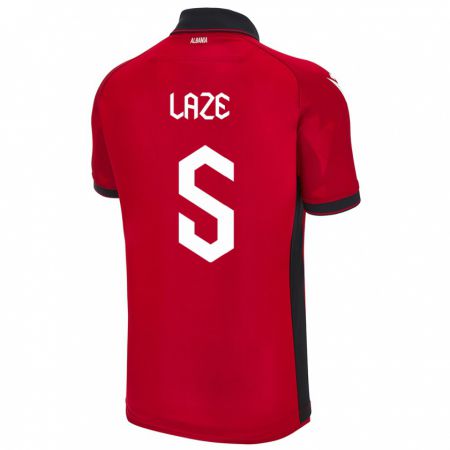 Kandiny Niño Camiseta Albania Jetmir Laze #5 Rojo 1ª Equipación 24-26 La Camisa Chile