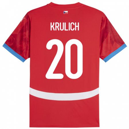 Kandiny Niño Camiseta Chequia Matous Krulich #20 Rojo 1ª Equipación 24-26 La Camisa Chile