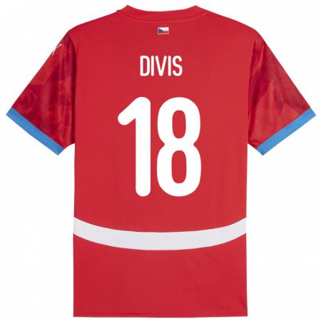 Kandiny Niño Camiseta Chequia Matej Divis #18 Rojo 1ª Equipación 24-26 La Camisa Chile
