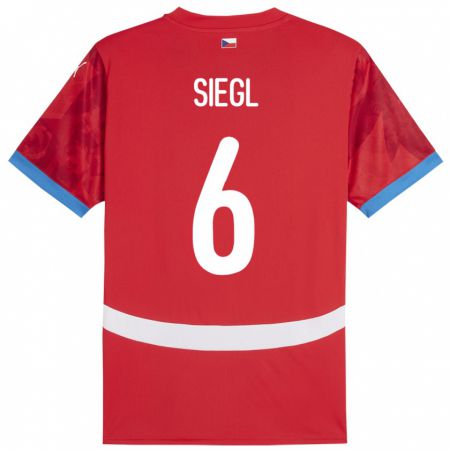 Kandiny Niño Camiseta Chequia Patrik Siegl #6 Rojo 1ª Equipación 24-26 La Camisa Chile