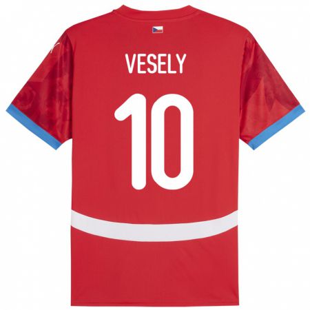 Kandiny Niño Camiseta Chequia David Vesely #10 Rojo 1ª Equipación 24-26 La Camisa Chile