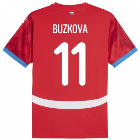 Kandiny Niño Camiseta Chequia Kateřina Bužková #11 Rojo 1ª Equipación 24-26 La Camisa Chile