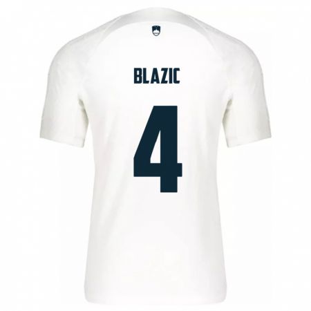 Kandiny Niño Camiseta Eslovenia Miha Blazic #4 Blanco 1ª Equipación 24-26 La Camisa Chile