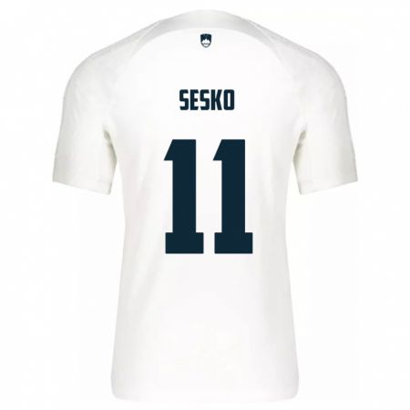 Kandiny Niño Camiseta Eslovenia Benjamin Sesko #11 Blanco 1ª Equipación 24-26 La Camisa Chile