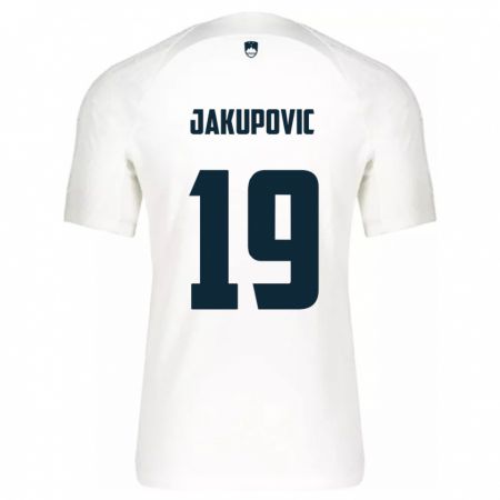 Kandiny Niño Camiseta Eslovenia Aldin Jakupovic #19 Blanco 1ª Equipación 24-26 La Camisa Chile