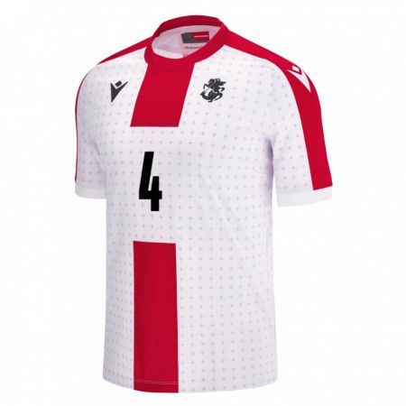 Kandiny Niño Camiseta Georgia Tengo Gobeshia #4 Blanco 1ª Equipación 24-26 La Camisa Chile