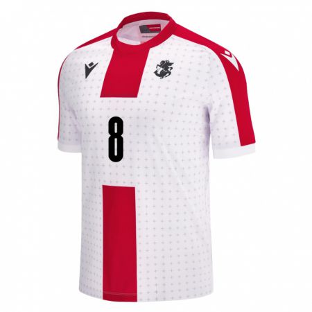 Kandiny Niño Camiseta Georgia Lizzie Kankia #8 Blanco 1ª Equipación 24-26 La Camisa Chile