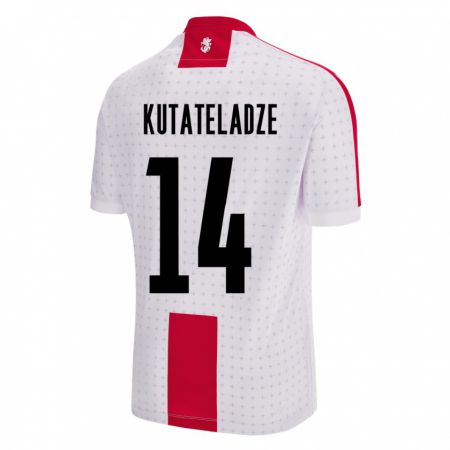 Kandiny Niño Camiseta Georgia Alexandre Kutateladze #14 Blanco 1ª Equipación 24-26 La Camisa Chile