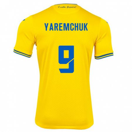 Kandiny Niño Camiseta Ucrania Roman Yaremchuk #9 Amarillo 1ª Equipación 24-26 La Camisa Chile