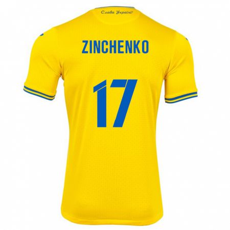 Kandiny Niño Camiseta Ucrania Oleksandr Zinchenko #17 Amarillo 1ª Equipación 24-26 La Camisa Chile